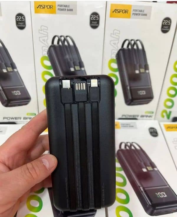 Aspor A316 20000mah 22.5w High Speed Built In Cable Fast Charging 1