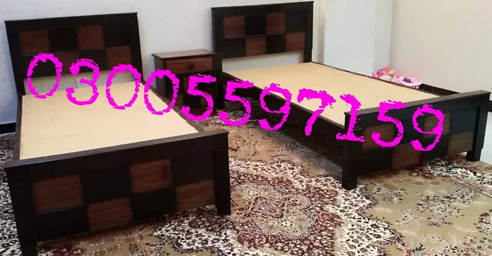 Wood bed single double desgn kids furniture sofa set almari dressing 0