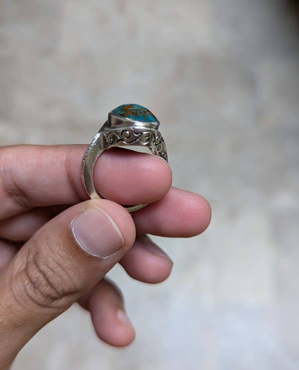 Original Silver Ring with Feroza Stone 1