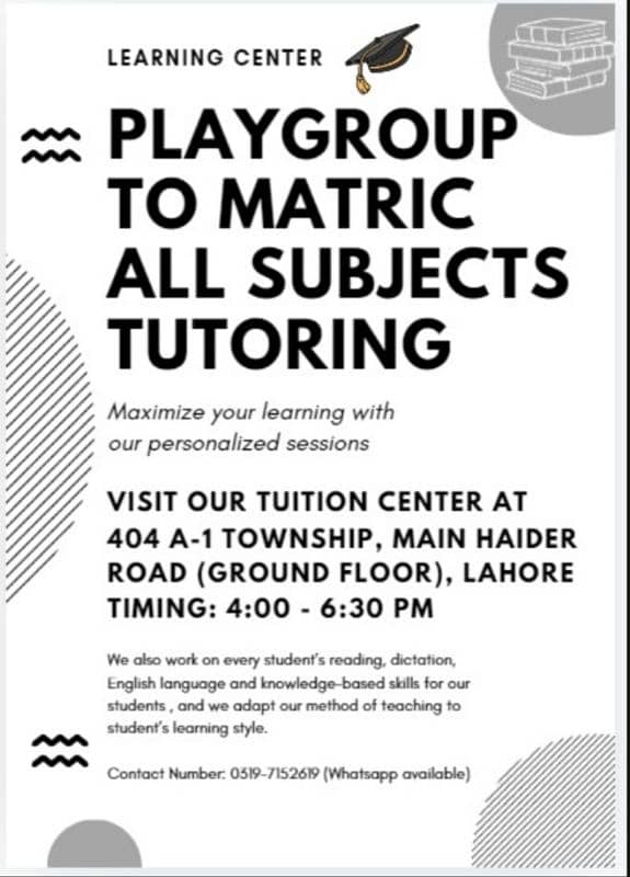 Tuition Centre PG to MATRIC 0