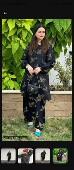 2 Pcs Women Stitched Linen Suits