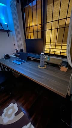 Computer Table Setup with Monitor Stand