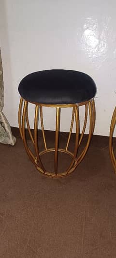 2 Black Velvet stool golden combination