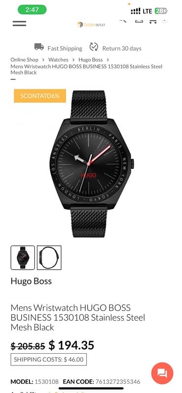 HUGO BOSS Watch Mesh Black. 1