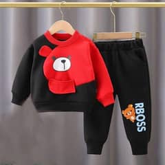 2,Pcs Boy's Fleece printed Tracksuit