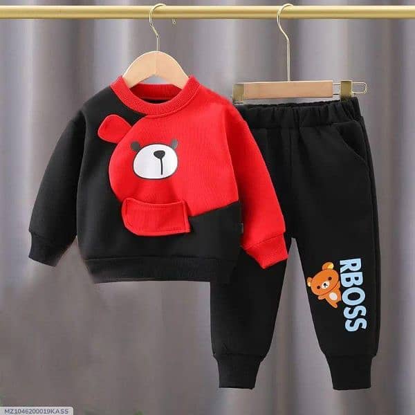 2,Pcs Boy's Fleece printed Tracksuit 1