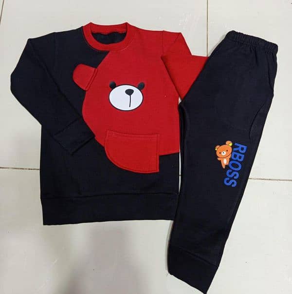 2,Pcs Boy's Fleece printed Tracksuit 2