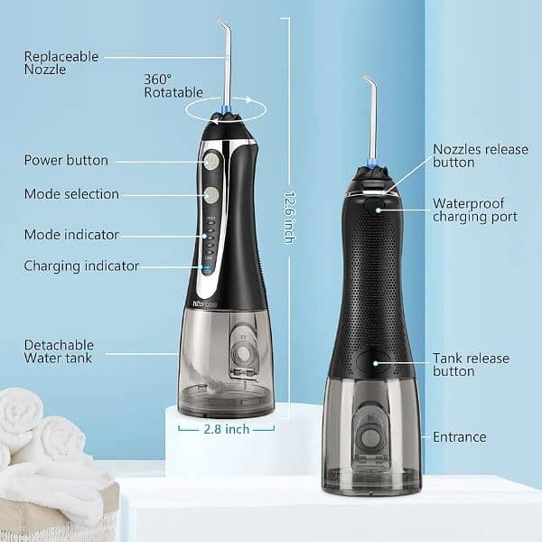 H20floss Cordless IPX7 Waterproof Oral Irrigator with 5 Modes 300ml 2