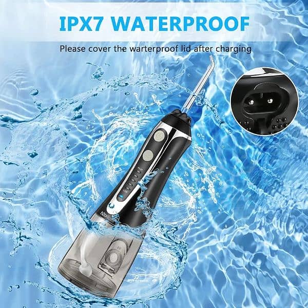 H20floss Cordless IPX7 Waterproof Oral Irrigator with 5 Modes 300ml 3