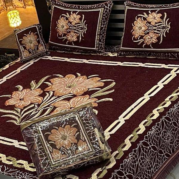 4pcs velvet jacguard embroidered double badsheet 0