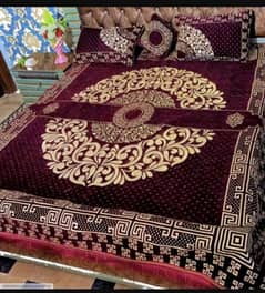 4Pcs velvet jacquard Embossed double bedsheet