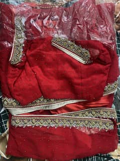 Red Stitched Saree 0