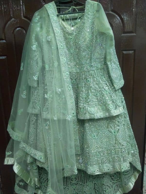 beautiful sea green walima bridal tail  dress 2