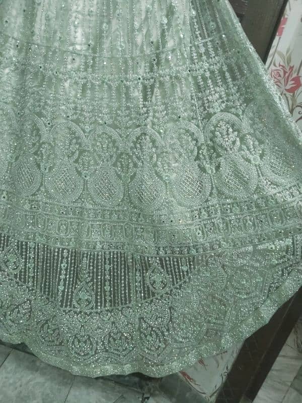 beautiful sea green walima bridal tail  dress 3