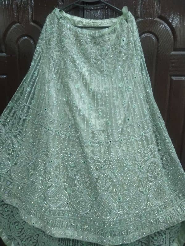 beautiful sea green walima bridal tail  dress 4