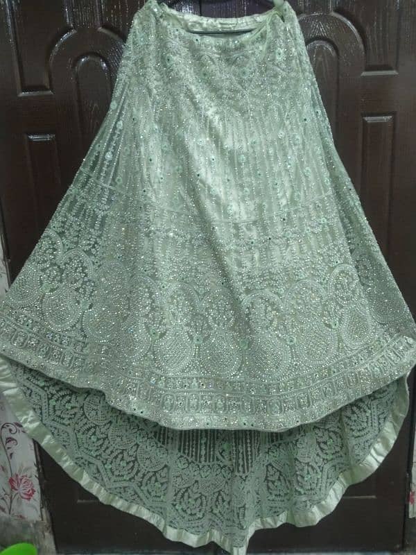 beautiful sea green walima bridal tail  dress 5