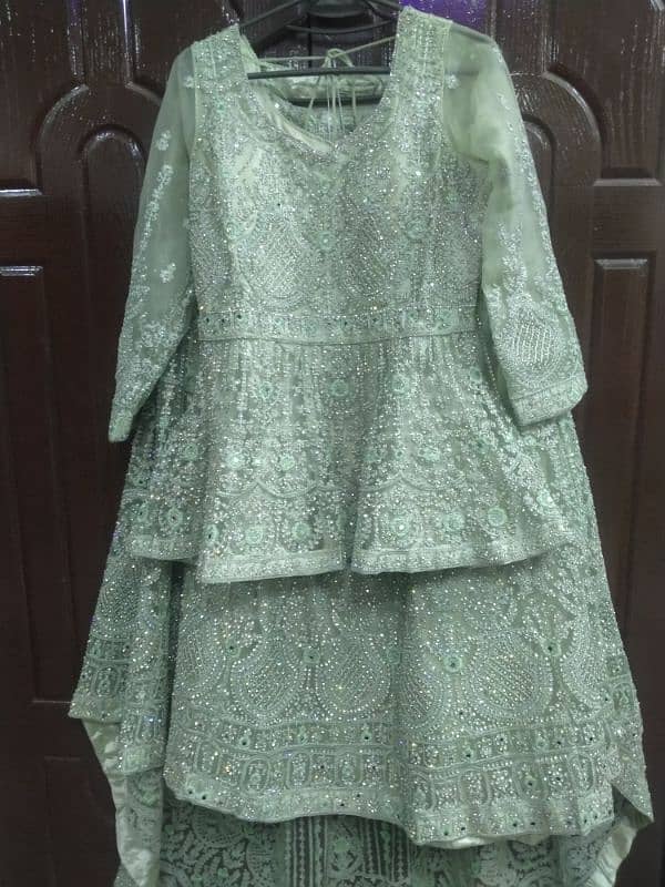 beautiful sea green walima bridal tail  dress 6