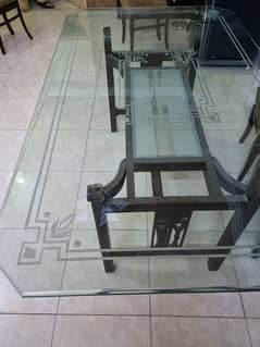 Glass Dining Table + 6 chairs 0