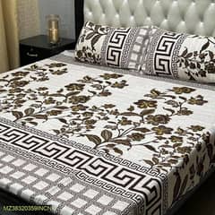 3 Pcs Crystal Cotton Printed Double Bedsheet 0