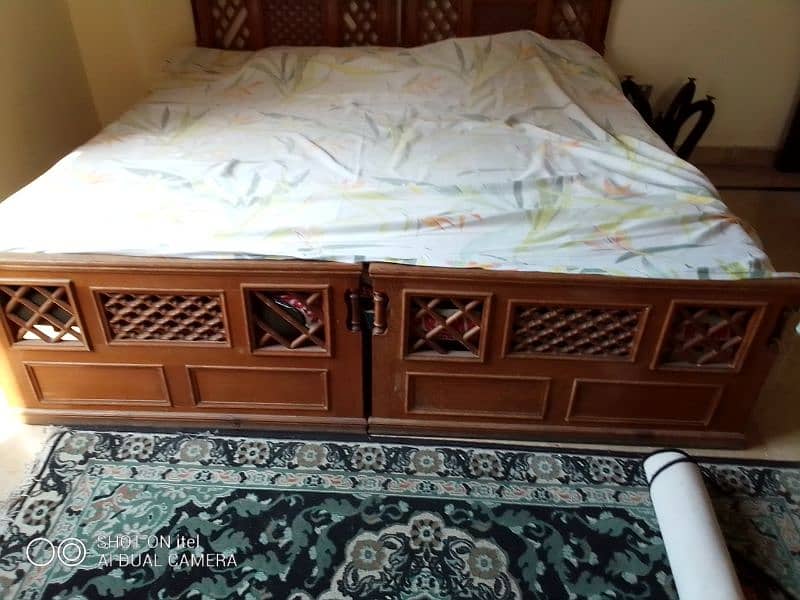 Single wooden beds and sofa set with side table 11