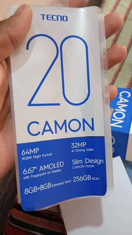 Tecno camon 20 original box and charger ke sath PTA approved ha 2