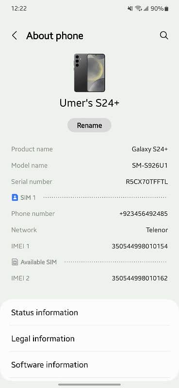 Samsung Galaxy S24plus S24+ PTA 15