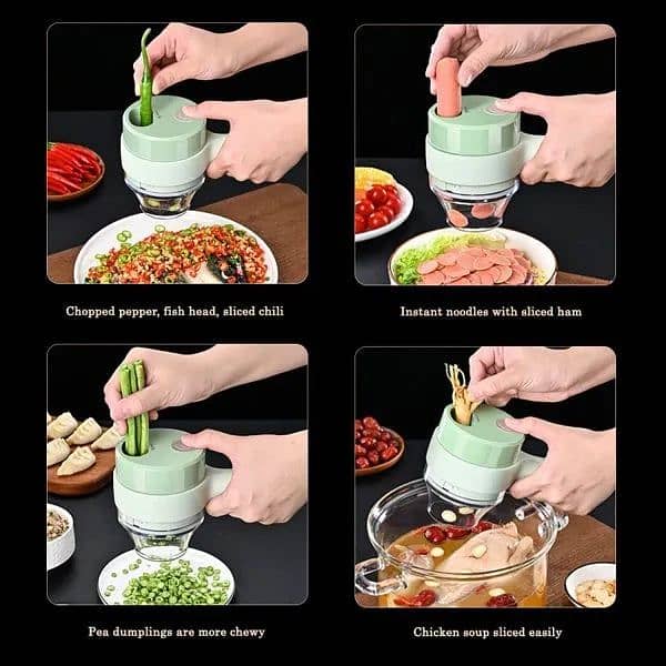 4 In1 Multifunctional Electric Vegetable Chopper And Slicer Set 1