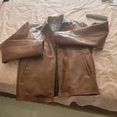 brown leather jacket