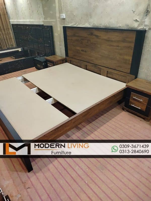 King size bed with 2 side tables best quality 7