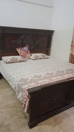 Bed with metres 2 side tables dressing table and wardrobe in sheesham