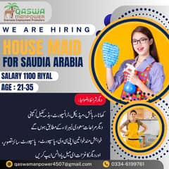 house maid for saudi arabia