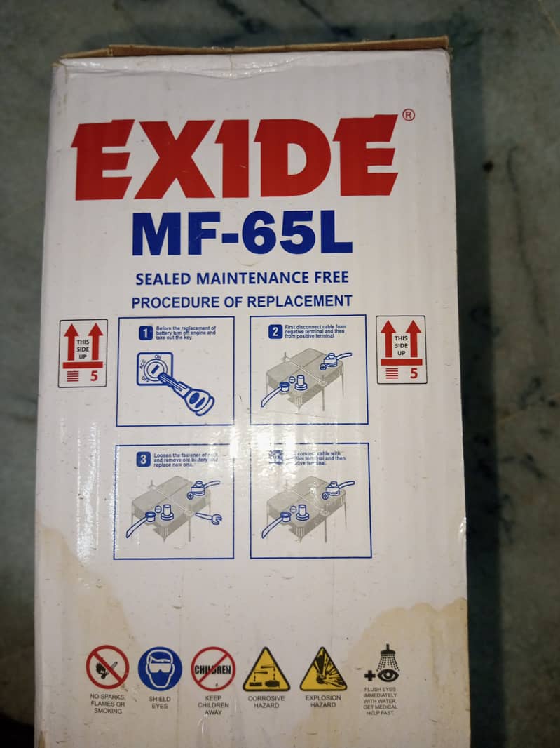 Exide genuine 100% maintenance free fully charged MF-65L battery. 4