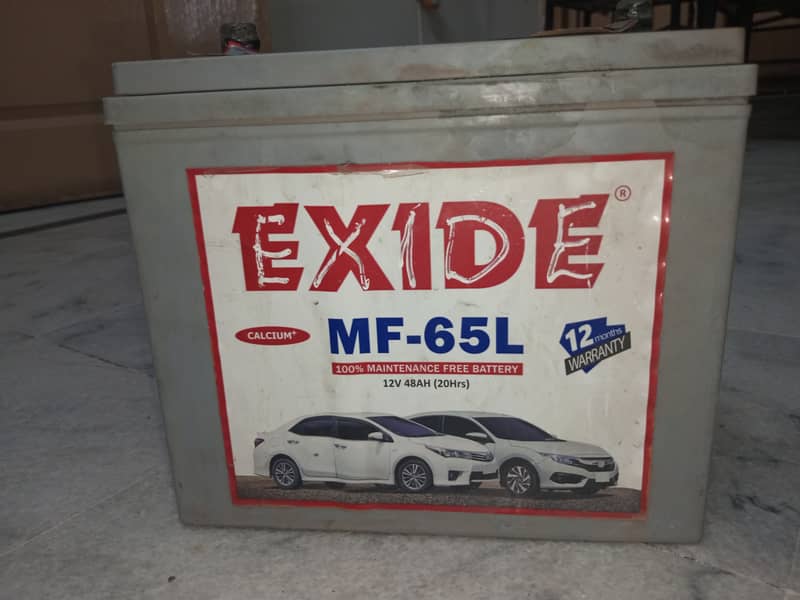 Exide genuine 100% maintenance free fully charged MF-65L battery. 5