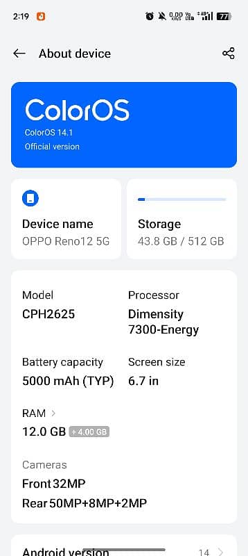 oppo Reno 12  12/512 10/10 condition all complete box charger 0