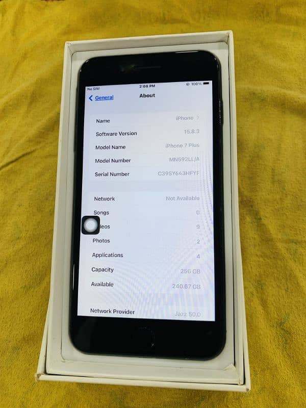 IPHONE 7 PLUS PTA APPROVED 256GB WITH BOX FINGER NOT WORKING 100HELTH 1