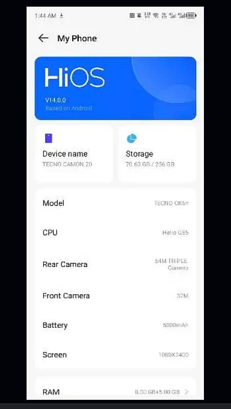 Tecno Camon 20 . . 8. . 256 GB 0