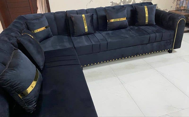 L shape sofa black colour 2