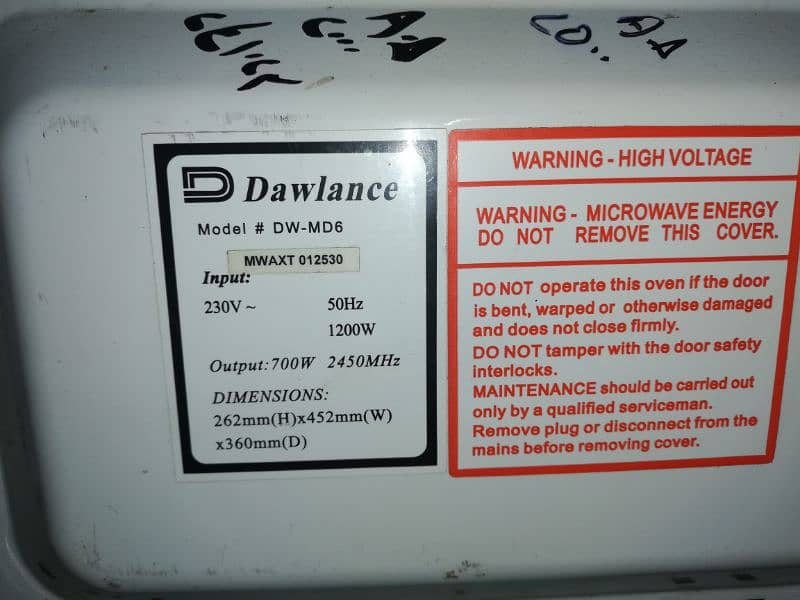 dawlance glass door microwave ovan 25ltr contact 03333O23325 4