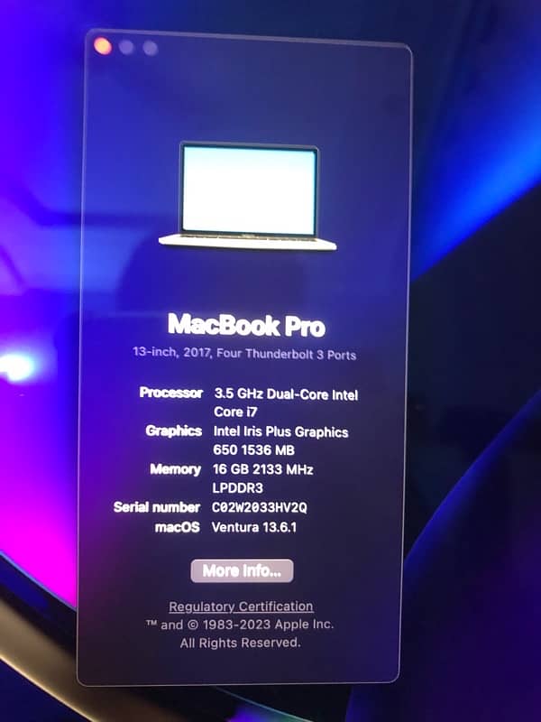 MacBook Pro 2017 Core i7 5