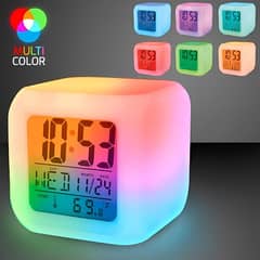 Dice Shape LED Lighting Color Changing Digital Table Clock 0