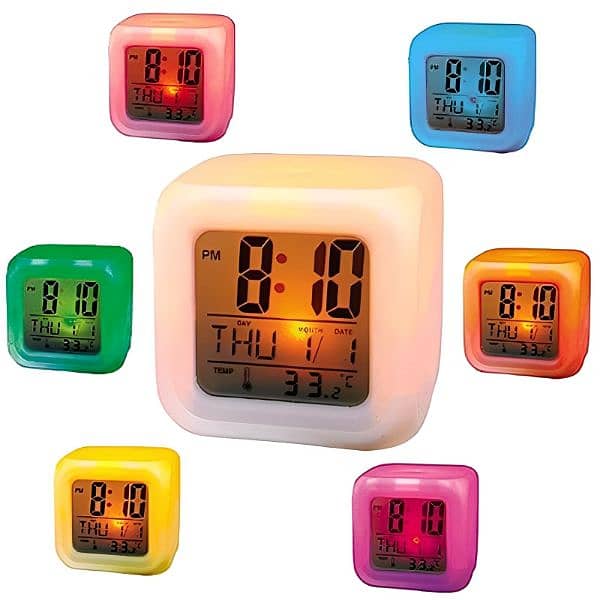 Dice Shape LED Lighting Color Changing Digital Table Clock 2