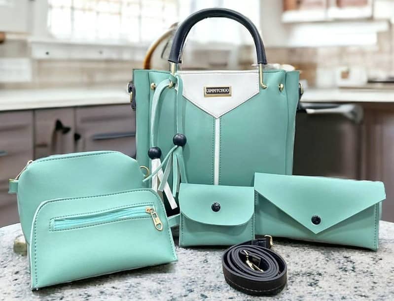 50% off 5-Piece Women's Leather Plain Handbag Set – Stylish 6