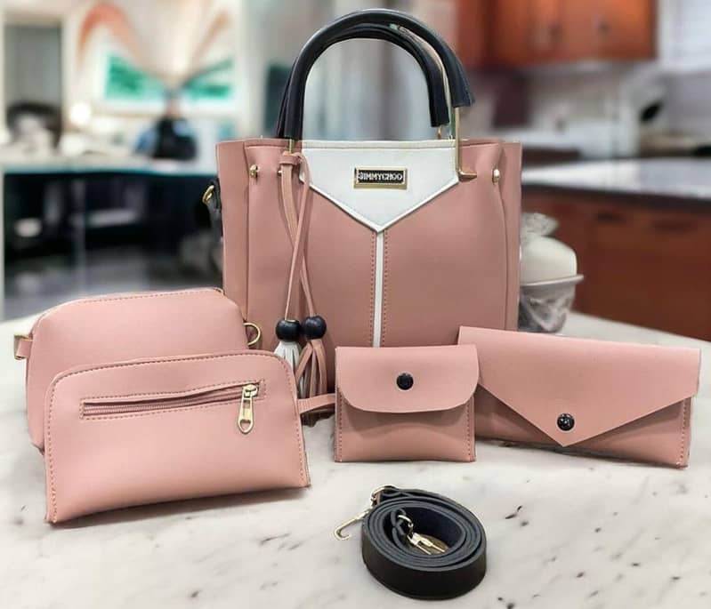 50% off 5-Piece Women's Leather Plain Handbag Set – Stylish 14