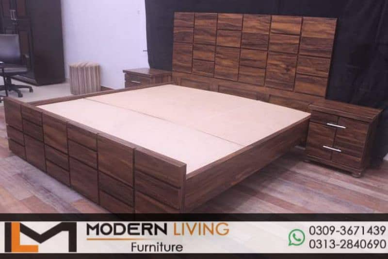 King size bed with 2 side tables best quality 12