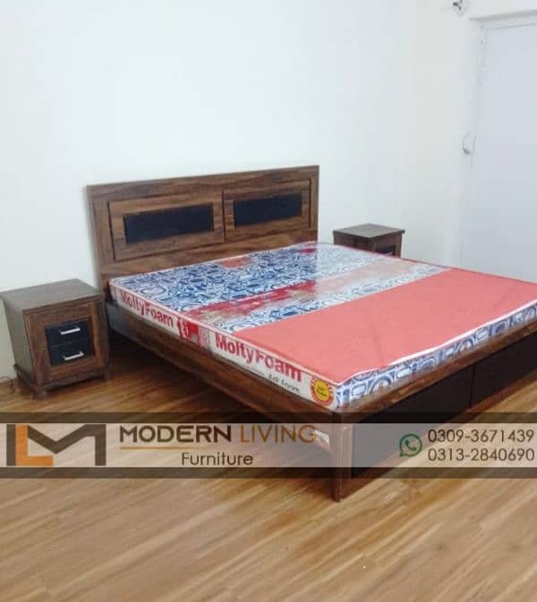 King size bed with 2 side tables best quality 15