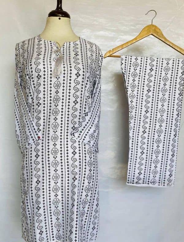 2 Pcs Women's Stitched Linen Printed 1