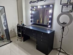 High quality vanity table with lighting mirror and LED lighting rack 0