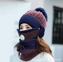 Versatile Beanie Wool Cap with Neck Warmer and Face Mask | Stay Cozy
                                title=