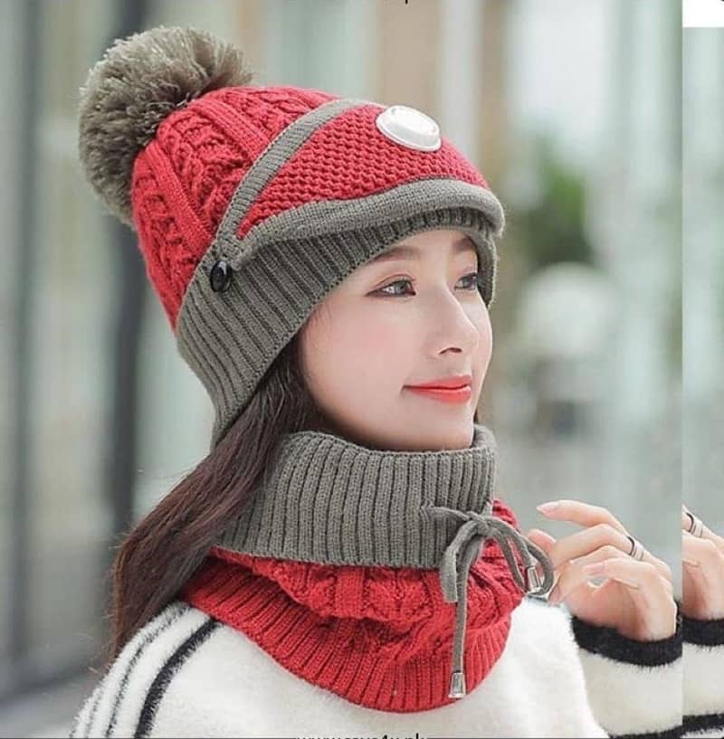 "Versatile Beanie Wool Cap with Neck Warmer and Face Mask | Stay Cozy 14