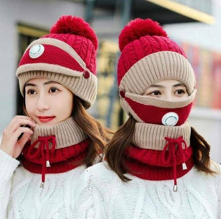 "Versatile Beanie Wool Cap with Neck Warmer and Face Mask | Stay Cozy 15